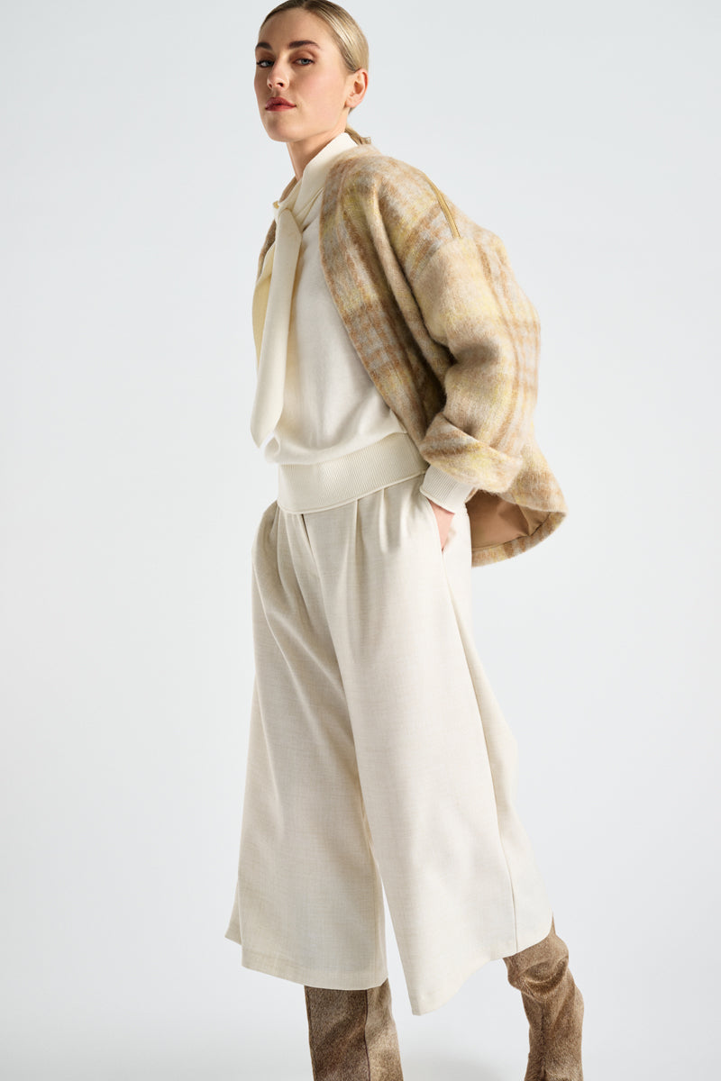 Veste à carreaux en laine kimono