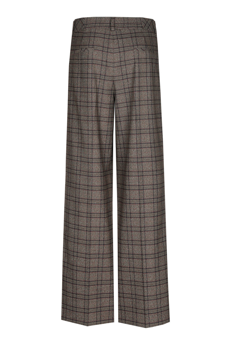Rechte bruine ruiten lange broek