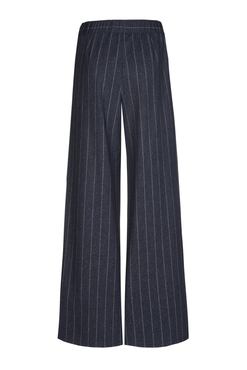 Wide-leg trousers blue with pinstripe and elastic waistband