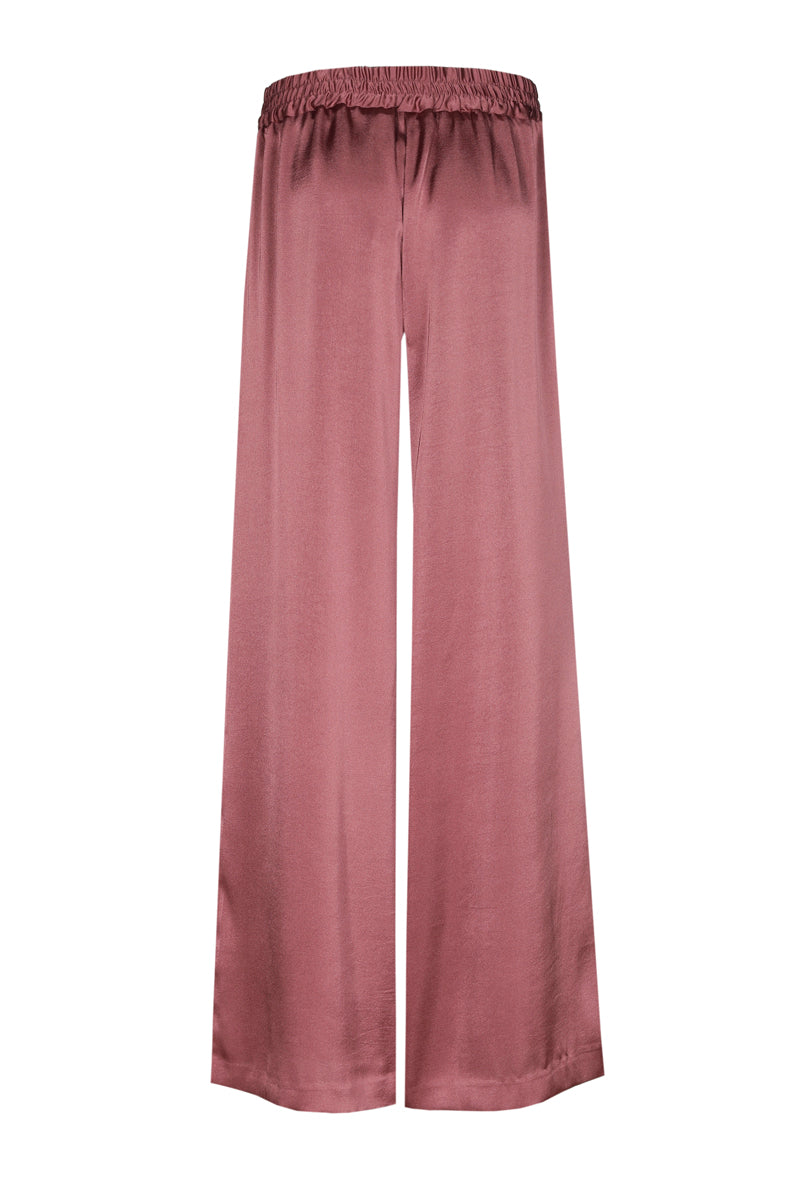 Wijde satijnen broek met tailleband