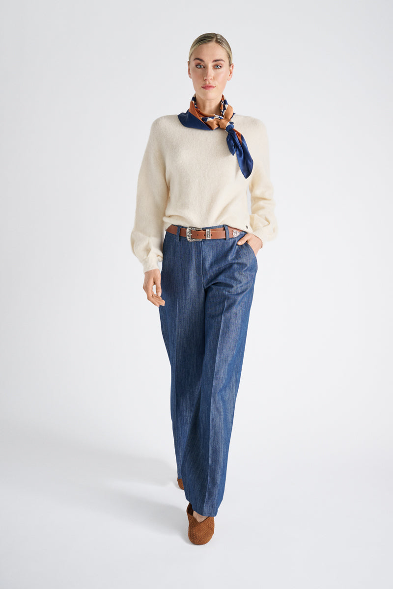 Lange wijde denim broek