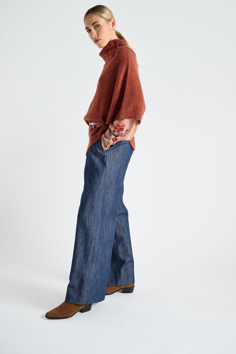 Lange wijde denim broek
