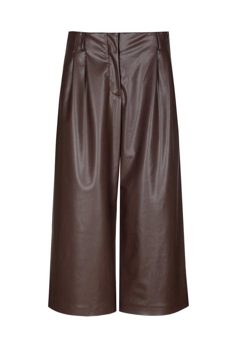 Wijde culotte in faux leder