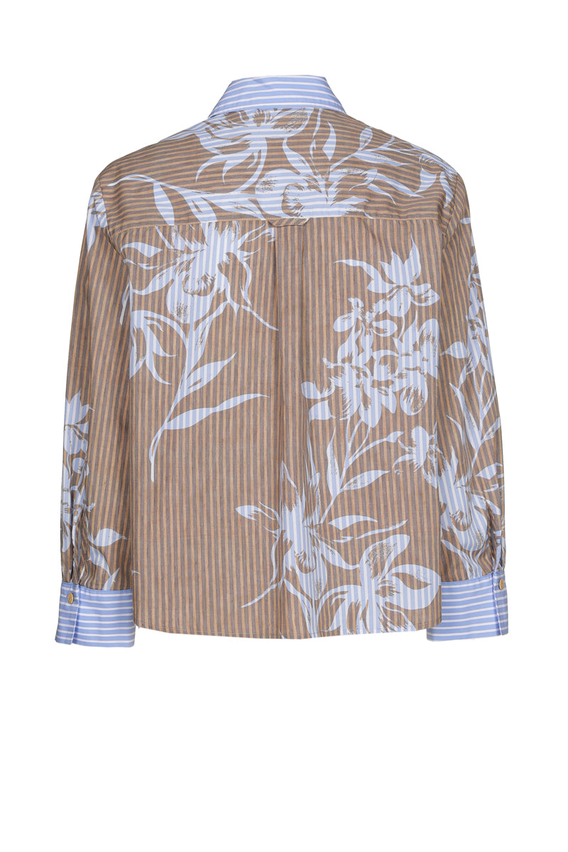 Striped shirt with allover flower print