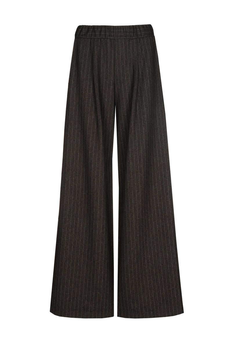 Wijde broek met krijtstreep en elastiek
