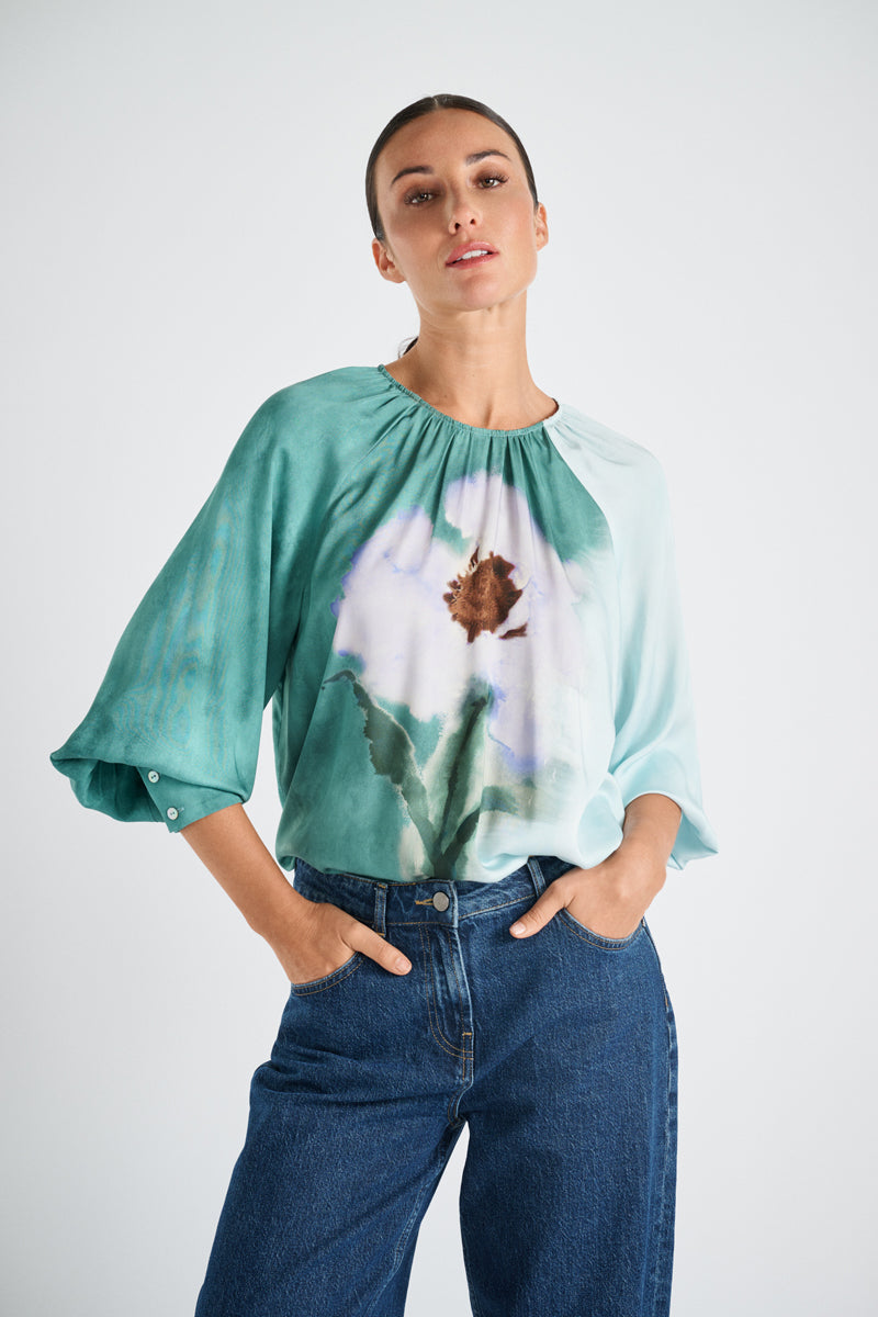 Bedrukte soepele bloes met bloemen