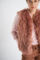 Faux fur waistcoat roze