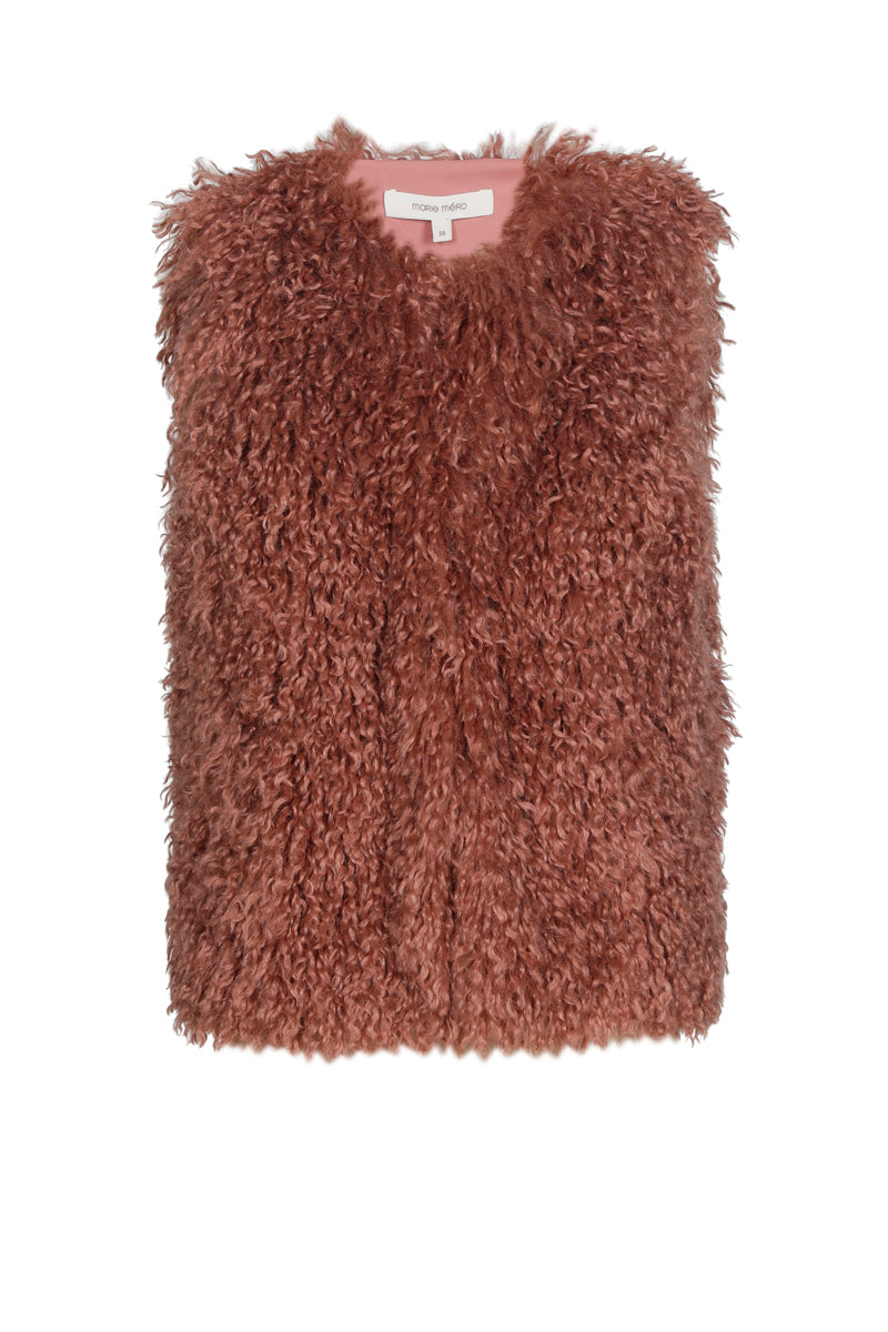 Faux fur waistcoat roze