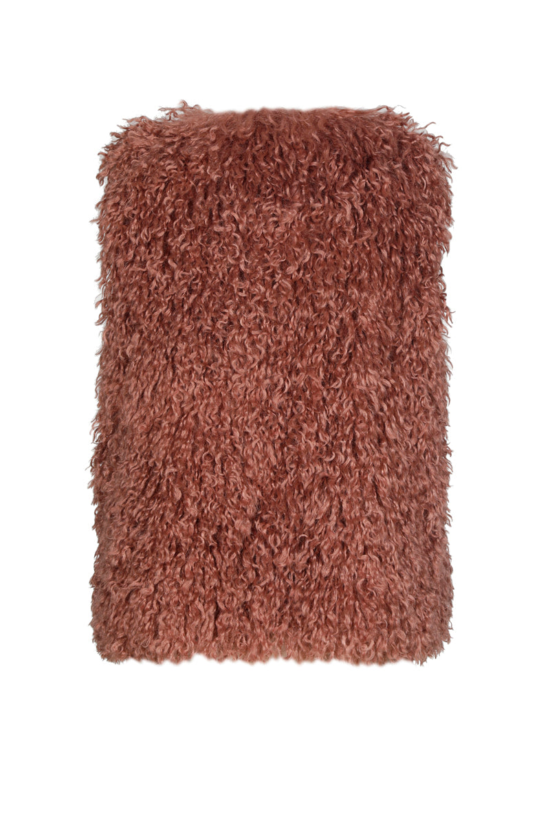 Faux fur waistcoat roze