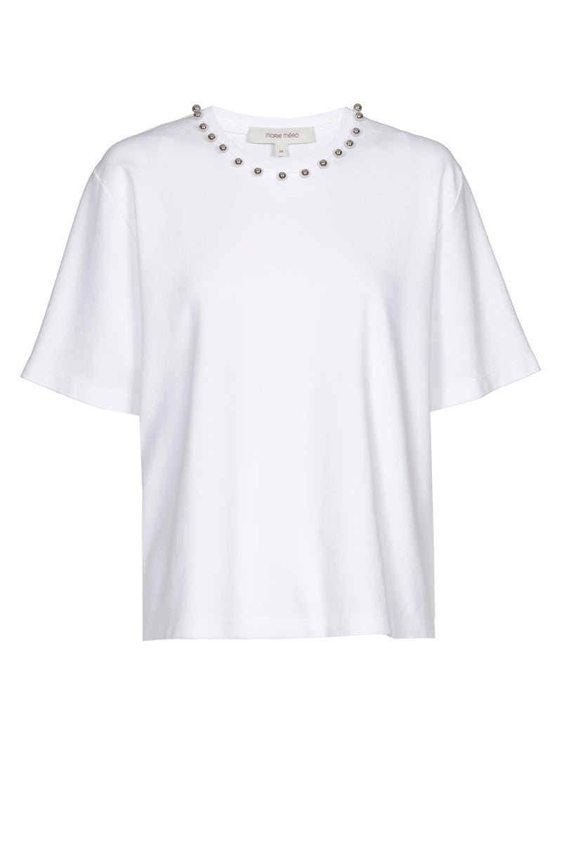 Boxy T-shirt with trompe l'oeil collar