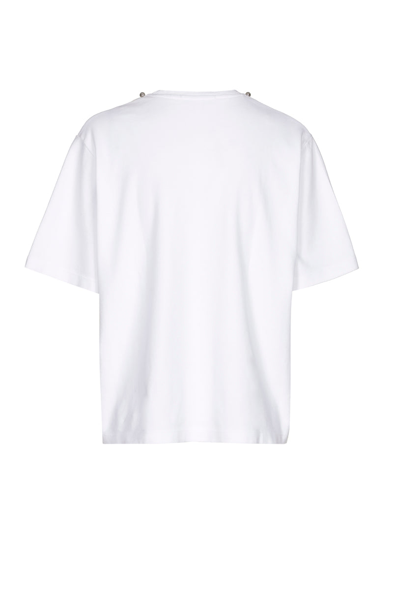 Boxy T-shirt with trompe l'oeil collar