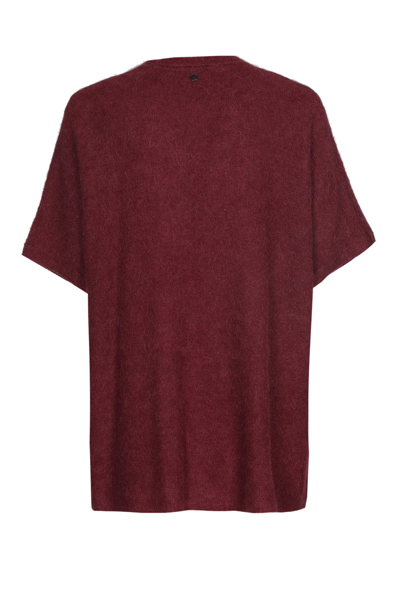 Cardigan bordeaux ouvert à manches courtes