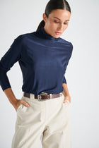 Sous-pull jeansblauw met gefronste mouw