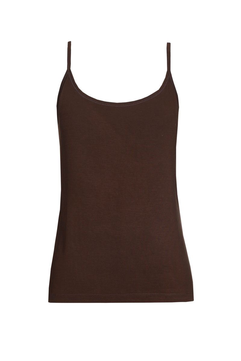 Bruine top met spaghettibandjes