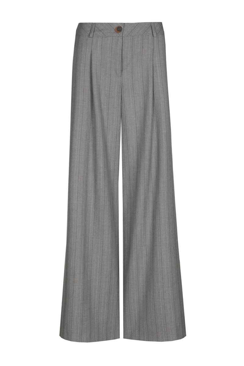 Wijde gestreepte grijze broek