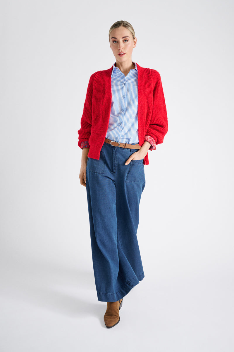 Zachte warmrode cardigan