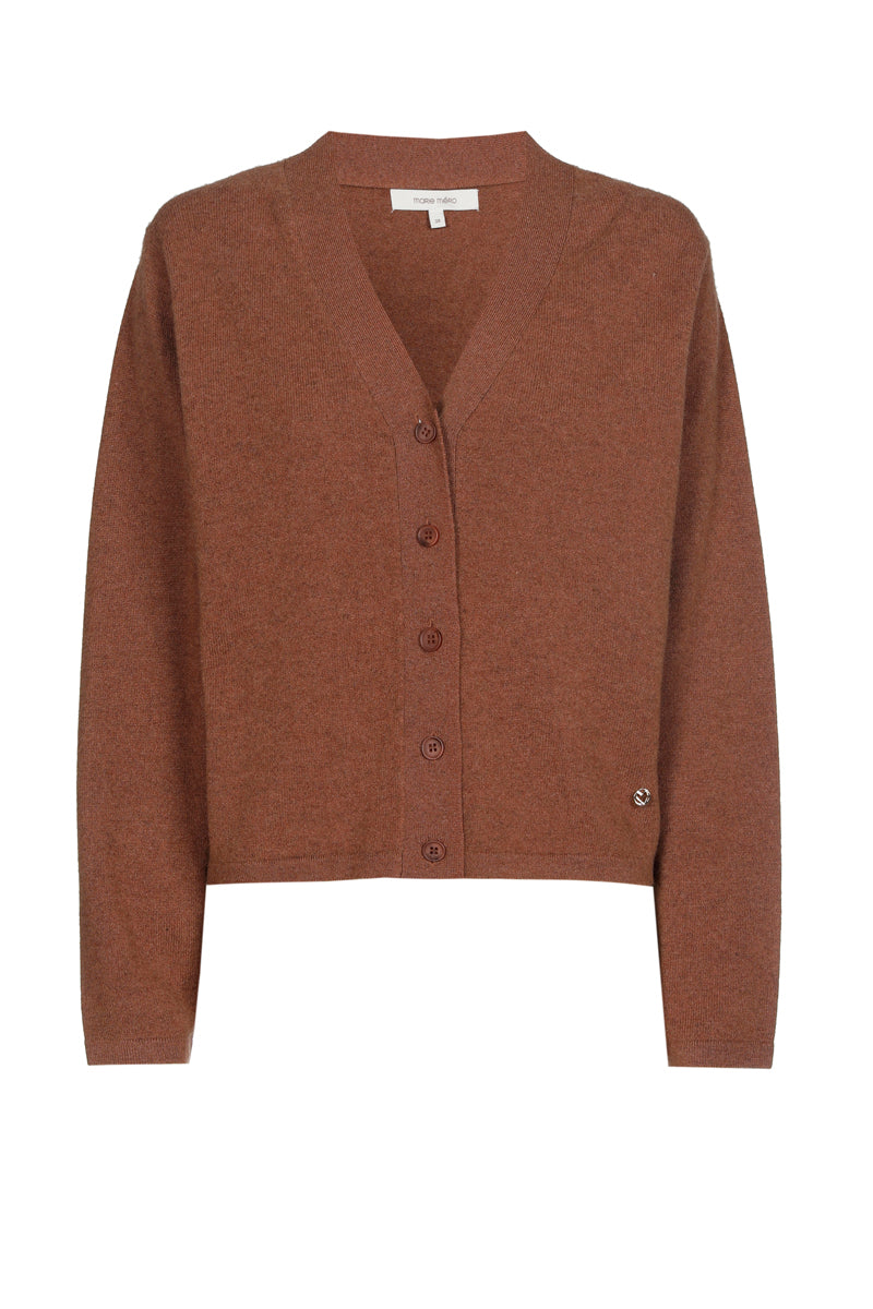Cognac v-hals cardigan