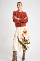 Hennakleurige fleece cardigan-jas met drukknopen