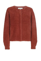 Hennakleurige fleece cardigan-jas met drukknopen