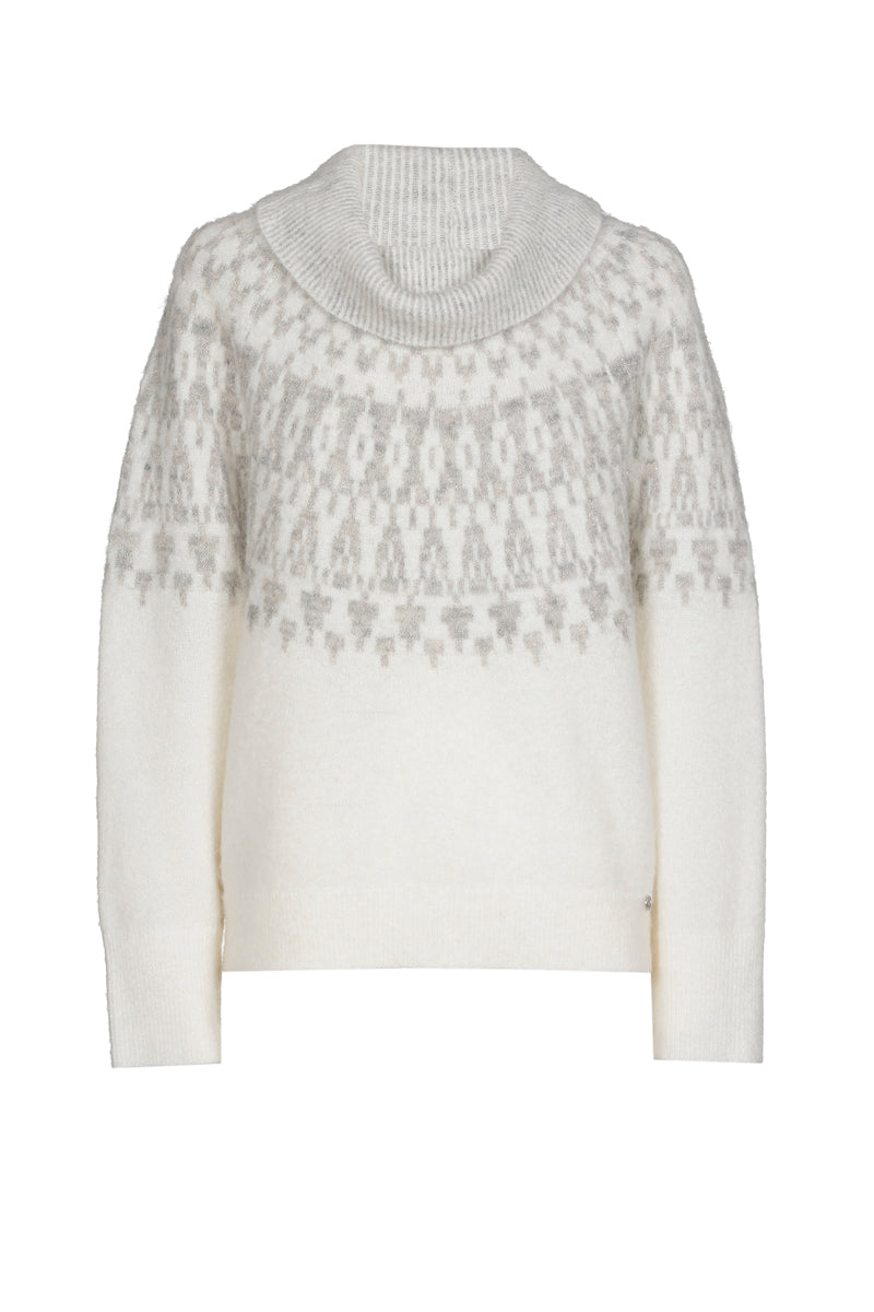 Noorse jacquard trui met watervalkraag