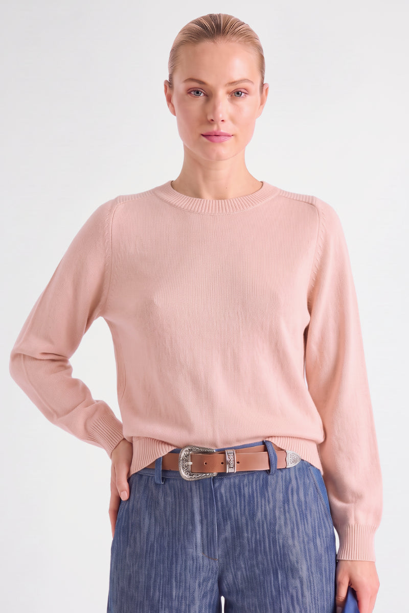 Pull boxy rose à col bateau