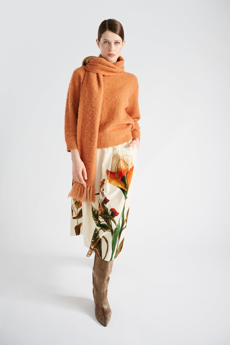 Oranje wijde alpaca trui