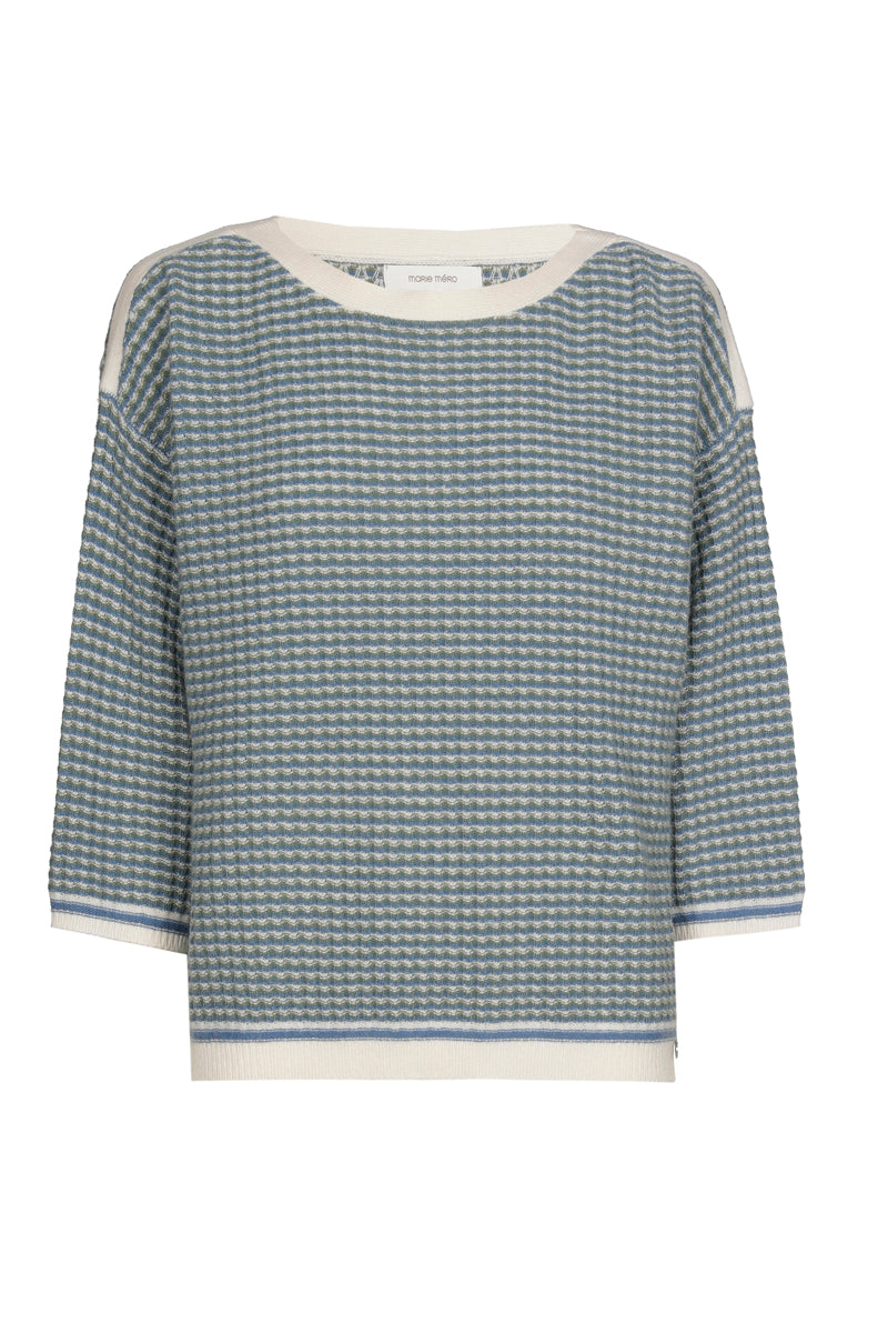 Boxy jacquard trui met boothals