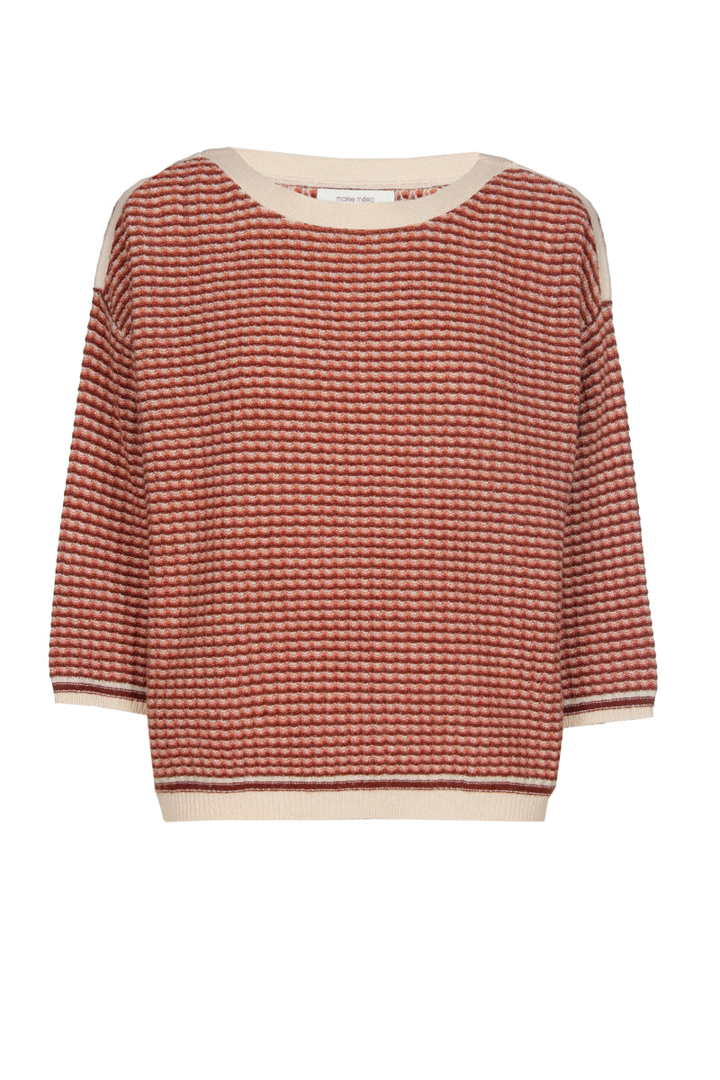 Pull boxy jacquard avec encolure bateau