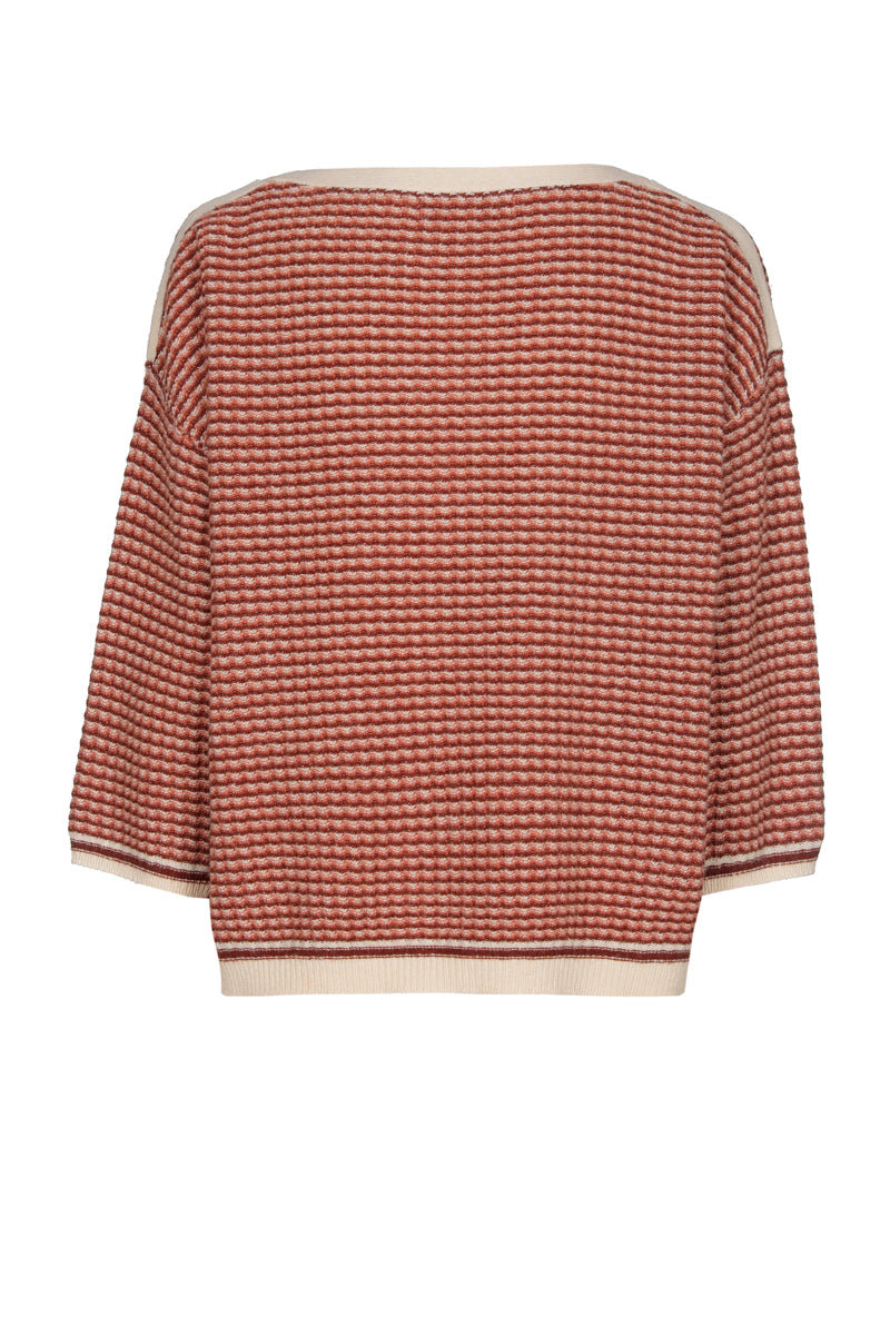 Pull boxy jacquard avec encolure bateau
