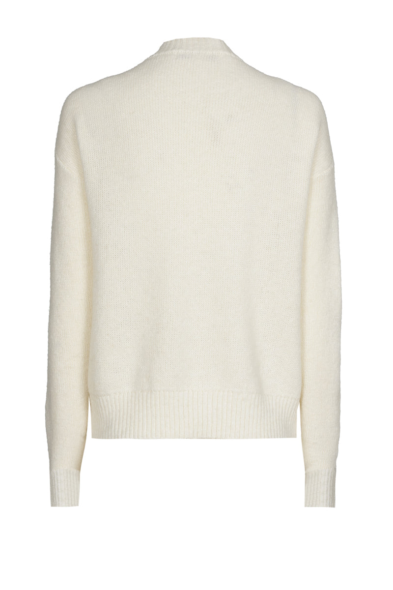 Ecru flower printed sweater in wool-alpaca