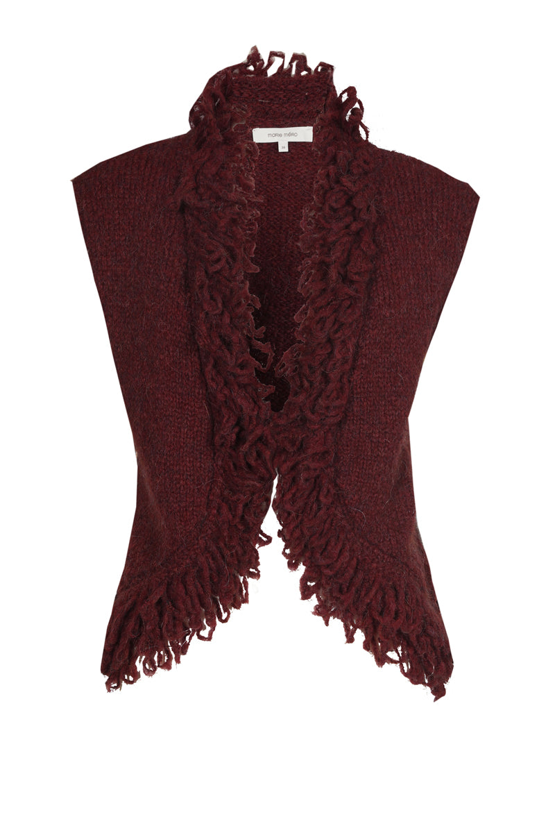 Burgundy bolero with bouclette trimming