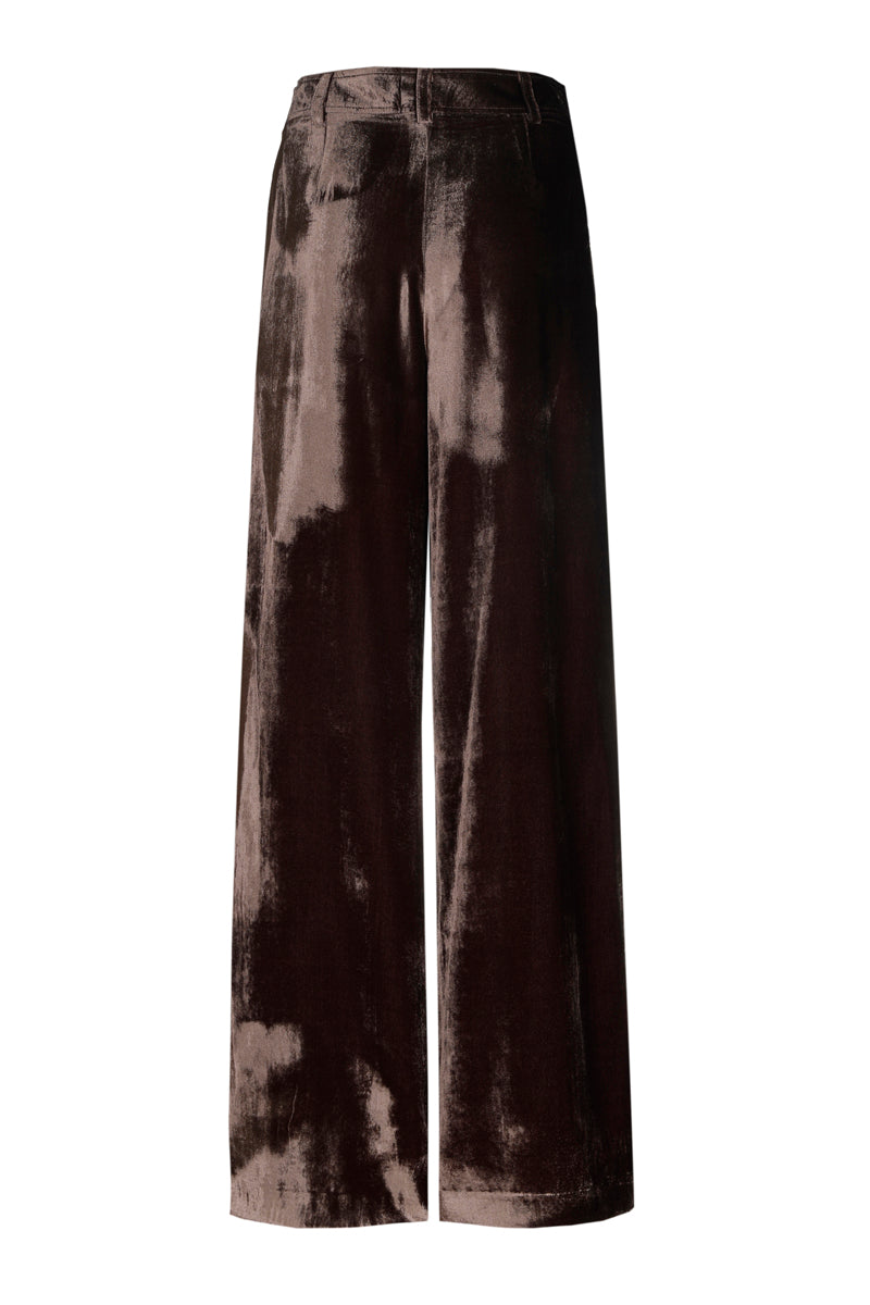 Pantalon long et large en velours marron