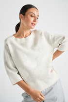 Oversized crème trui met jacquard motief