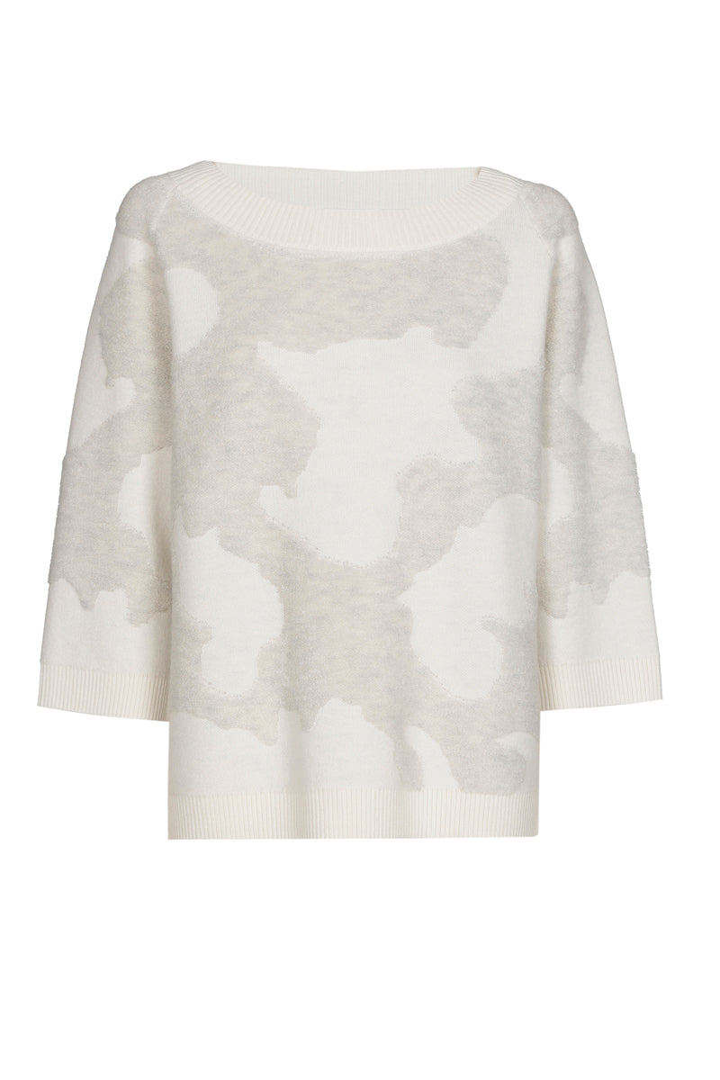 Oversized crème trui met jacquard motief