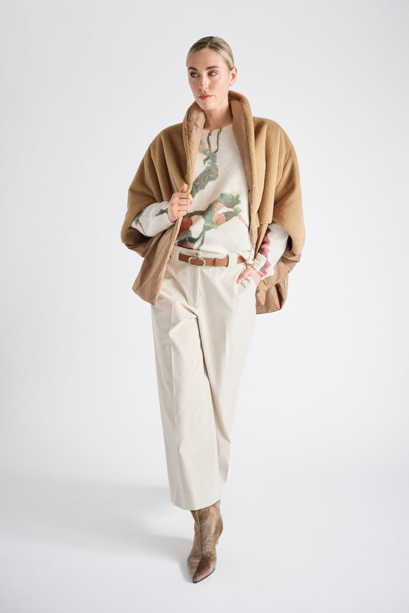 Print sweater in alpaca-mix with round neck