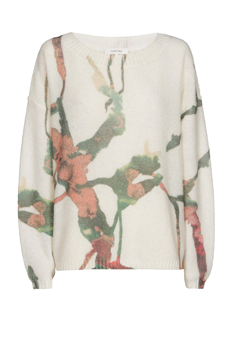 Print sweater in alpaca-mix with round neck