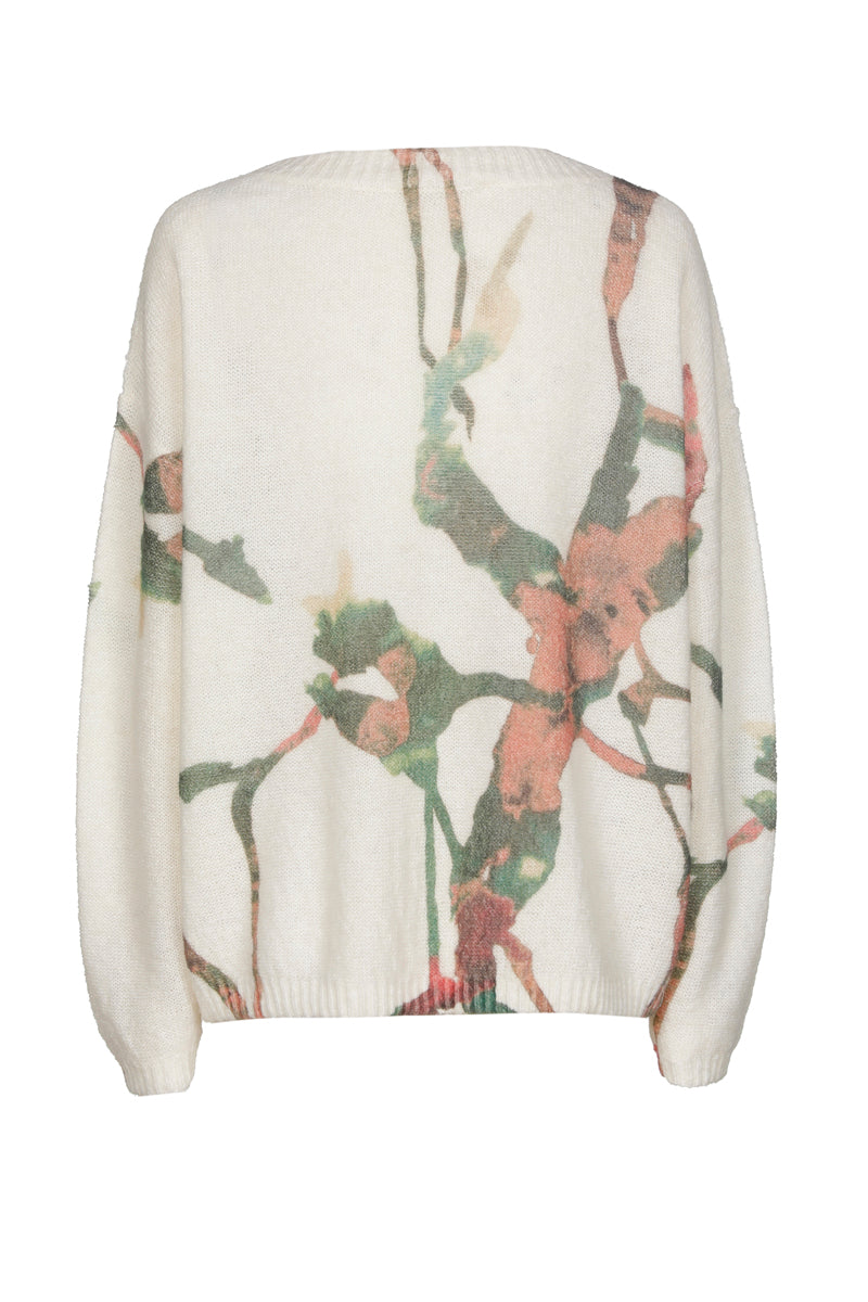 Print sweater in alpaca-mix with round neck