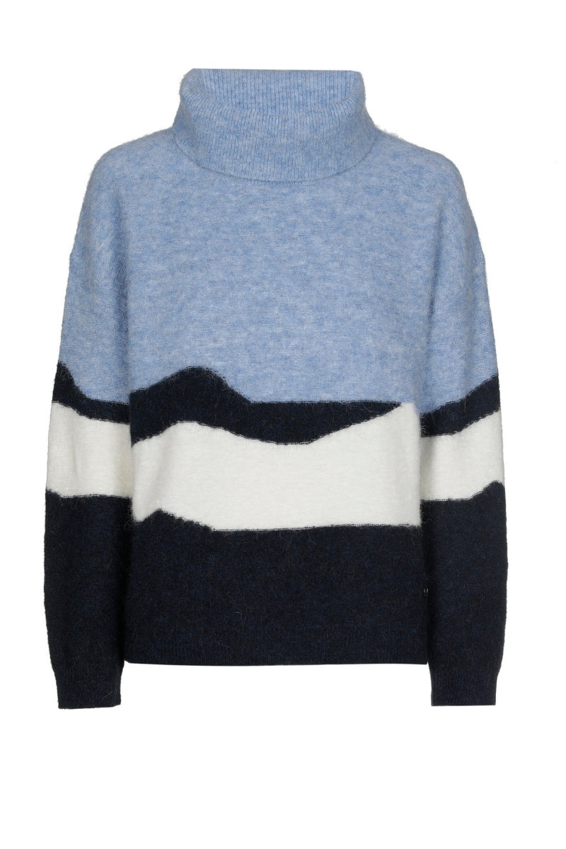 Rolkraag met blauwe golvende print