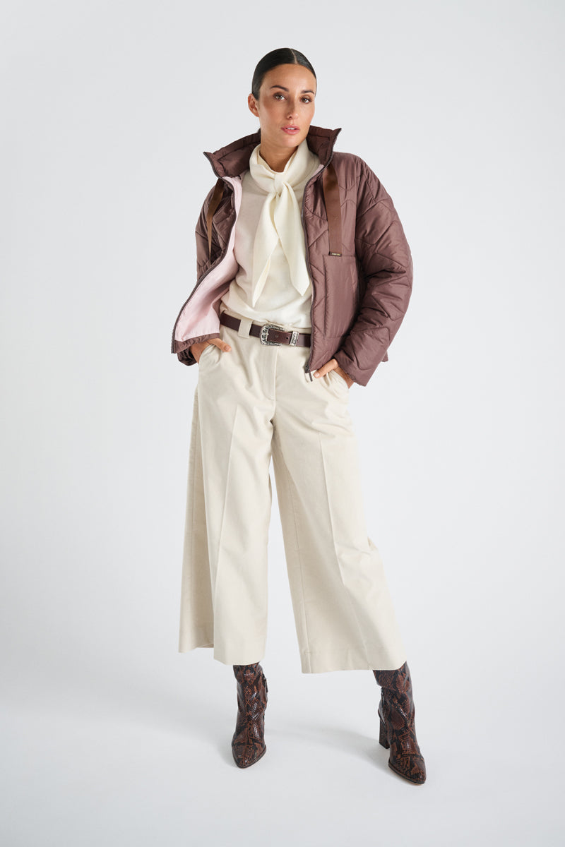 Parka courte matelassée marron