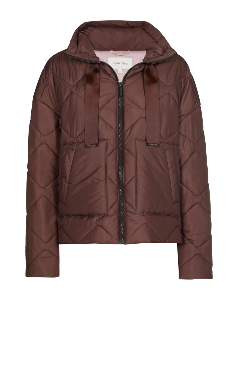Short brown quilted lined parka