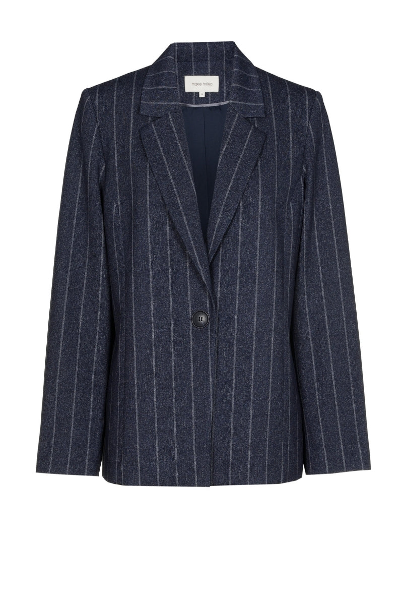 Blauwe blazer met krijtstreep