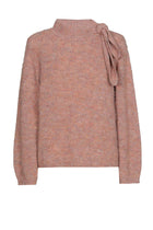 Pink speckled sweater with scarf collar