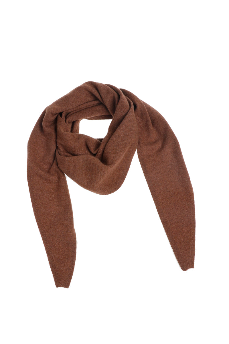Brown triangle wool-cashmere scarf