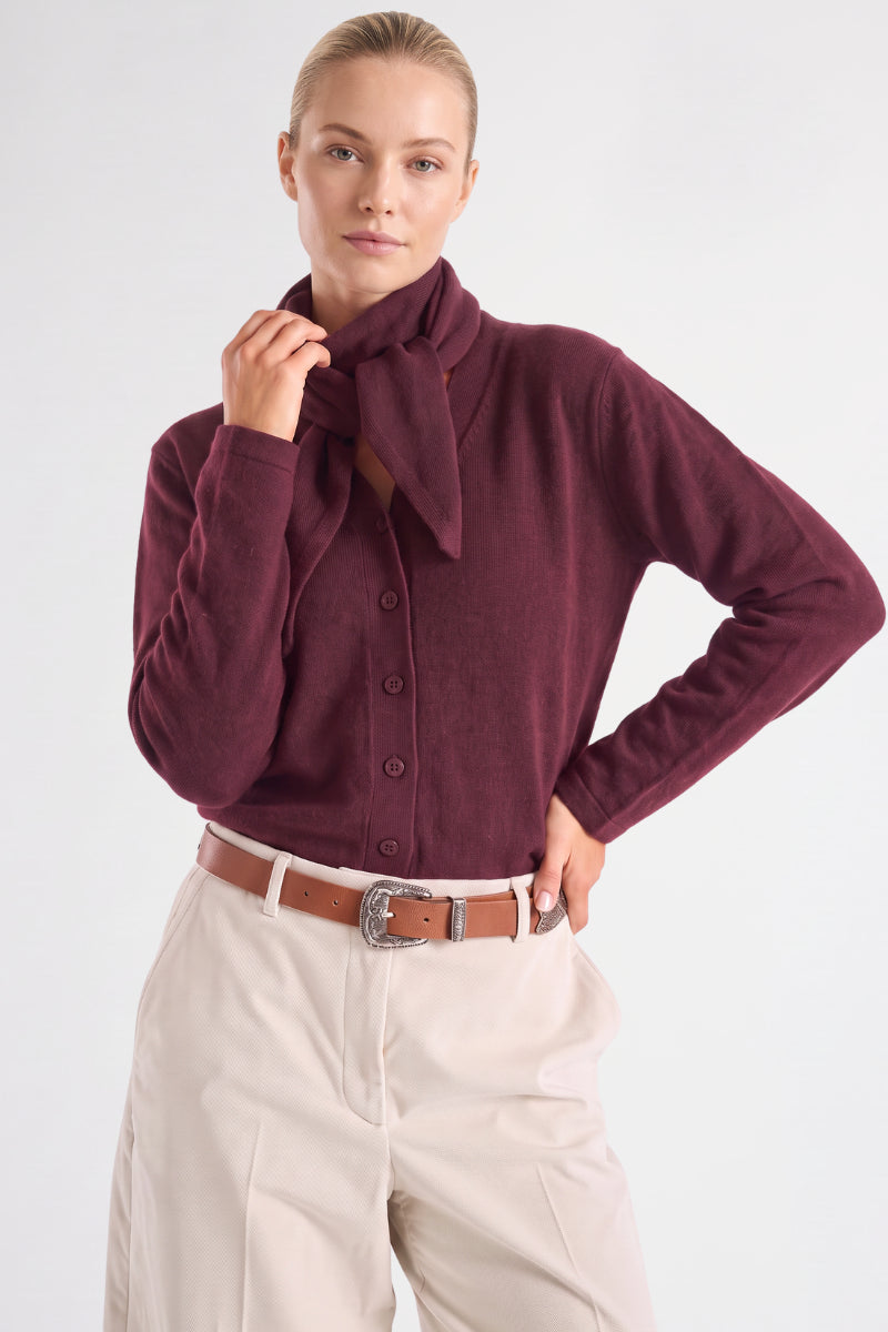 Bordeaux triangle wool-cashmere scarf
