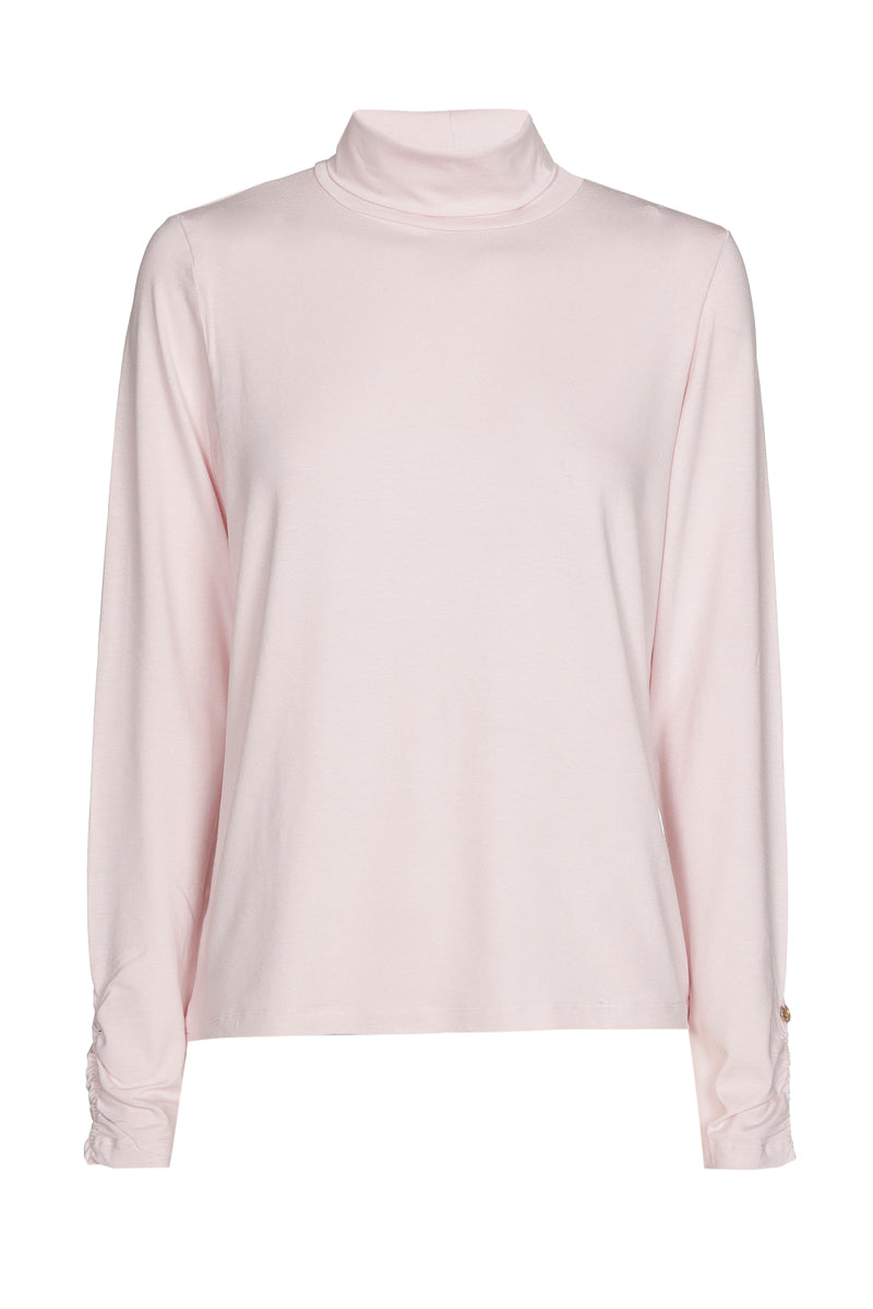 Basic roll-neck pink with gathered sleeve