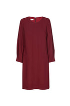 Merlot jurk met lange mouwen en ronde hals