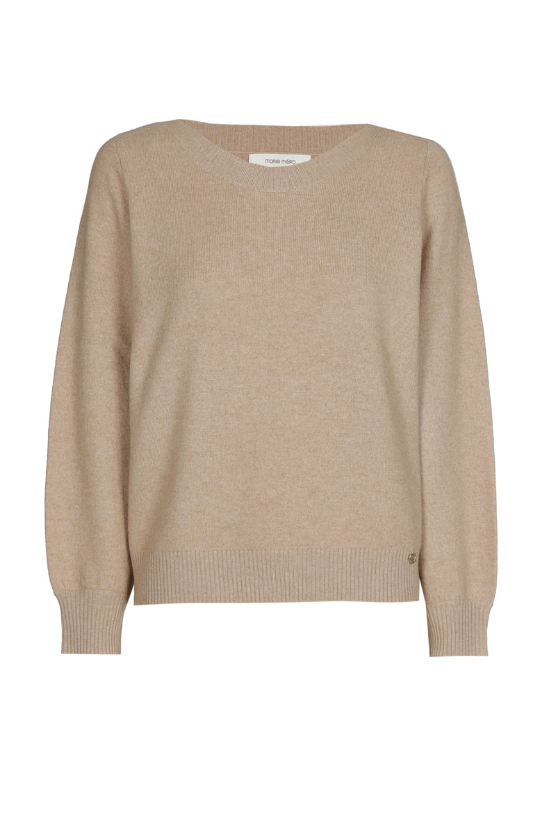 Pull boxy noisette à col bateau