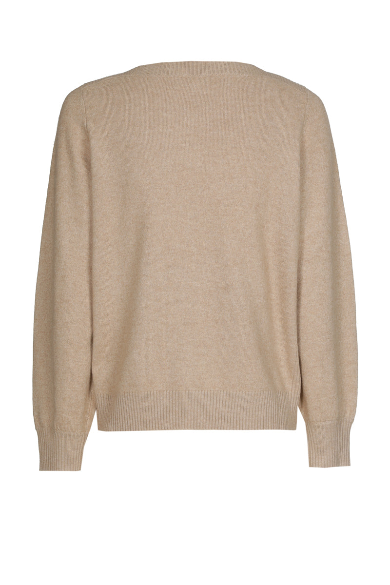 Pull met boothals in walnootbruin
