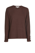 T-shirt basique marron longue manche froncée