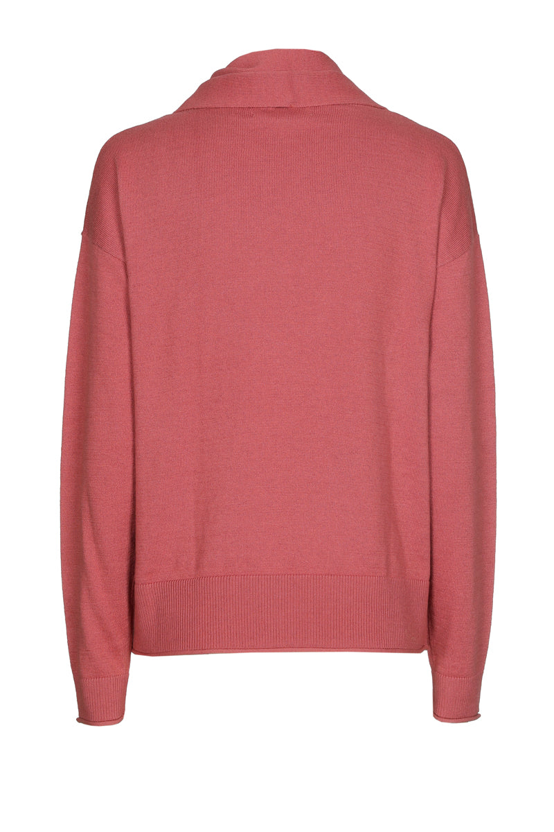 Boxy bow collar henna sweater in cashmere-cotton